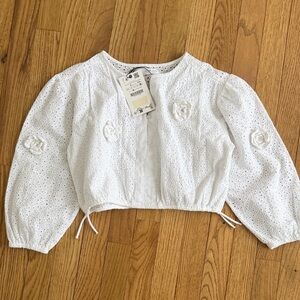 Zara Girls White Eyelet Top with Roses